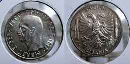 ALBANIA 5 LEK 1939R Km#33 AUNC SILVER (G#02-22) - Albania