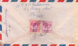 MALAYA, BRITISH MILITARY ADMINISTRATION : USED AIR LETTER: YEAR 1948 : POSTED FROM PENANG : USE OF 2v POSTAGE STAMPS - Malaya (British Military Administration)