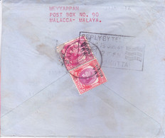 MALAYA, BRITISH MILITARY ADMINISTRATION : USED AIR LETTER: YEAR 1948 : POSTED FROM MALACCA : USE OF 2v STAMPS : SLOGAN - Malaya (British Military Administration)