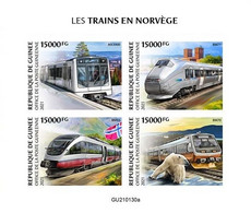 Guinea 2021, Trains In Norway, Polar Bear, 4val In BF IMPERFORATED - Arctic Tierwelt