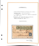 SEPTEMBRE 1871 - Lettre De POITIERS (Vienne) GC2915 Pour Fréteval- Avec N°25x5et 37 (W5 -11) Voir Descriptif Avec Scan - - 1849-1876: Periodo Clásico