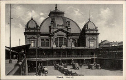 ! Alte Ansichtskarte, 1935, Bahnhof, Pilsen, Plzen, Nadrazil - Estaciones Sin Trenes