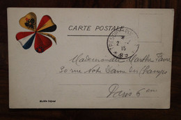 CPA Ak 1915 Carte Avec Trèfles Aux Couleurs Des Alliés Cover WW1 WK1 TP 89 - Guerra Del 1914-18