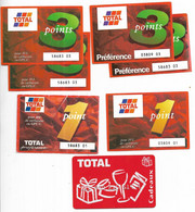 @+ Carte Cadeaux TOTAL Et 6 Anciens Coupons Points (années 90) - France - Colada De Coche