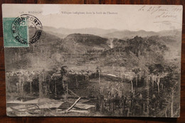 Indochine 1909 CPA Ak Oblit. Saigon Pour La Réunion Madagascar Villages Indigènes Dans La Forêt De L'Iantara - Madagaskar