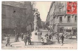 75 - PARIS 9 - La Statue De Gavarni Et La Rue Notre-Dame De Lorette - CM 333 - 1908 - Paris (09)