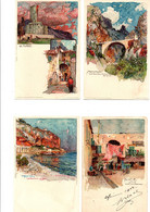 7 C P A  ILLUSTRATION DE WIELANDT " CANNES MENTON CIMIEZ NICE LA TURBIE ETC  "    CIRCULEES  NON ET OUI - Wielandt, Manuel