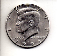 REF M6 : Monnaie Coin U.S.A. Half Dollar Kennedy 1991 - Medios  Dimes