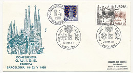 ESPAGNE - Enveloppe "Conferencia G.U.I.D.E. Europa 1981 BARCELONA" - Oblit Temporaire, Arrivée Strasbourg Conseil Europe - Covers & Documents