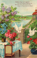 DC192 - Schöne Motivkarte Akweiße Tauben Glückwunsch Cpa Beau Motif Pigeons Blancs - Vögel