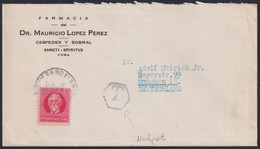 1917-H-390 CUBA 1917 2c MAXIMO GOMEZ POSTAGE DUE COVER TO GERMANY 1938. - Cartas & Documentos