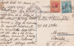 MONACO 1935 CARTE POSTALE DE MONTE CARLO - Covers & Documents