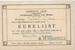 Lede - Aangenomen School Voor Meisjes - Eerelijst - 1932 - Lede