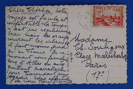 R4 MAROC BELLE CARTE  1956 MARRAKECH POUR PARIS FRANCE + AFFRANCH. INTERESSANT - Covers & Documents