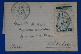 R4 MAROC BELLE LETTRE 1945 VOYAGEE PAR AVION FES POUR ASNIERES  FRANCE + AFFRANCH. INTERESSANT - Covers & Documents