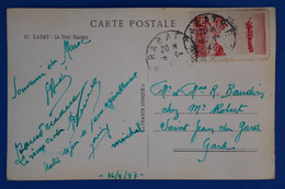 R4 MAROC BELLE CARTE 1947RABAT POUR ST JEAN GARD FRANCE + AFFRANCH. INTERESSANT - Storia Postale