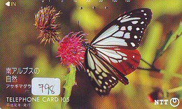 Télécarte Japon * PAPILLON * BUTTERFLY * VLINDER * SCHMETTERLING * ANIMAL (798) PHONECARD JAPAN * TELEFONKARTE - Butterflies