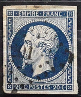 Empire No 14 A A Bleu Foncé Obl Pc  Obl Pc 201 De AUXONNE , Cote D'Or,  Indice 3 , Belle Frappe TB - 1853-1860 Napoleon III