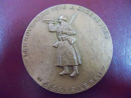 Médaille De Table Cinquantenaire Cessez Le Feu 1918 Signée DELAMARRE - Autres