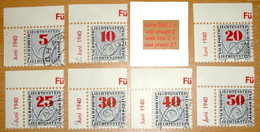 Liechtenstein 1940: LETZTE NACHPORTO-Marken Nr.21-28 (23 Ohne Rand) In Schweizer Währung Gestempelt Used (Zu CHF 40.00) - Strafportzegels