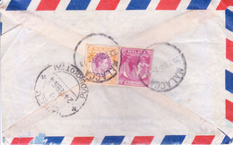 MALAYA MALACCA : USED COVER : YEAR 1954 : USE OF 10 CENT AND 25 CENT STAMP : BOOKED FROM MALACCA SENT TO INDIA - Malacca