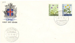 Iceland Island 1962 Flowers,Round-leaved Bluebells (Campanula Rotundifolia), Sharp Buttercup   Mi 359-360 FDC - Covers & Documents