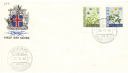 Iceland Island 1962 Flowers,Round-leaved Bluebells (Campanula Rotundifolia), Sharp Buttercup   Mi 359-360 FDC - Lettres & Documents