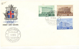 Iceland Island 1962 New Buildings.Trade School, Fisheries Research Institute, House Agricultural Society  Mi 361-363 FDC - Covers & Documents