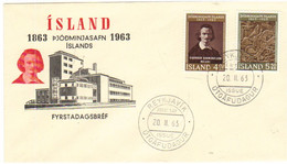 Iceland Island 1963 100 Years National Museum, Sigurdur Gudmundsson, The Lion Knight Kills The Dragon;  Mi 368-369 FDC - Cartas & Documentos