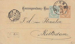 Österreich 1890 - 2 Kreuzer Ganzsache + 3 Kr Zusatzfrankierung Auf Pk Gel.v. Wien > Rotterdam (Rohrpost ... - Variétés & Curiosités