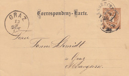 ÖSTERREICH 1885 - 2 Kreuzer Ganzsache Auf Pk Rohrpost V. Lambrecht > Graz - Abarten & Kuriositäten