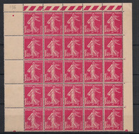 France - 1924-26 - N°Yv. 196 - Semeuse 1f40 Rose - Bloc De 25 Bord De Feuille - Neuf Luxe ** / MNH / Postfrisch - Neufs