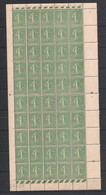 France - 1924-32 - N°Yv. 198 - Semeuse 50c Olive - Bloc De 50 Bord De Feuille - Neuf Luxe ** / MNH / Postfrisch - Neufs