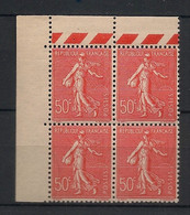 France - 1924-32 - N°Yv. 199n - Semeuse 50c Rouge - Faux De Marseille - Bloc De 4 - Neuf Luxe ** / MNH - Neufs