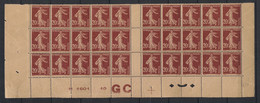 France - 1907 - N°Yv. 139e - Semeuse 20c Brun-rouge - Papier GC - Bloc De 30 Bord De Feuille - Neuf Luxe ** / MNH - Neufs