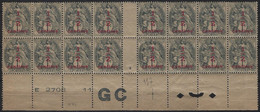 France Type Blanc Papier GC Bloc De 16 Bas De Feuille Numérotée N°157** Type 1a & 1b Se Tenant TTB - 1900-29 Blanc