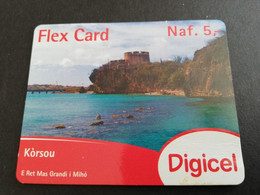 CURACAO  DIGICEL FLEX CARD  NAF 5,-  COASTAL VIEUW    DATE 16/12/2014   VERY FINE USED CARD        ** 5290AA** - Antillen (Nederlands)