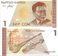Kyrgyzstan P7, 1 Som, Musician A. Maldybayev / Stringed Instrument, 1991 UNC - Colorful ! - Unclassified