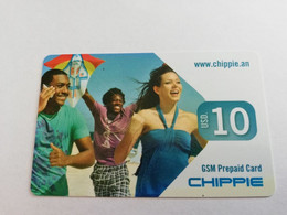 CURACAO PREPAIDS $ 10- 3 PEOPLE ON PHONE  31-12-2015    VERY FINE USED CARD        ** 5299AA** - Antilles (Netherlands)