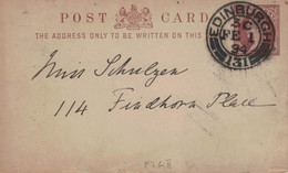 Ganzsache Edinburg Edinburgh 1894 131 - Ortskarte - Brieven En Documenten