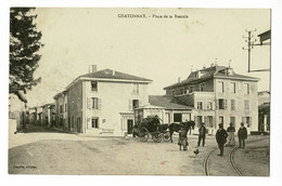 Chatonnay - Place De La Bascule (animation, Voiture Attelée Avec Porc En Cage, Rails Tramway) Pesée Au Poids Public, Cir - Châtonnay