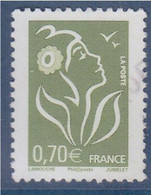 Marianne De Lamouche Phil@poste 0.70€ Vert Olive N°3967 Oblitéré - 2004-2008 Marianna Di Lamouche