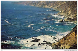 BIG SUR Point - Swirling Surf Along Highway 1 - Showing The Highway Built On The High Cliffs. - American Roadside