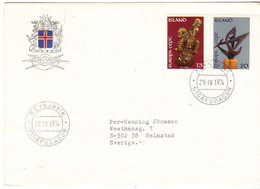 Iceland Island 1974 Europe: Sculptures, MI 489-490 FDC - Cartas & Documentos
