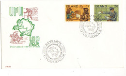 Iceland Island 1974 100 Years Universal Postal Union (UPU)., MI 498-499 FDC  - - Storia Postale