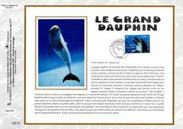 ✅ " LE GRAND DAUPHIN " Sur Feuillet CEF 1er Jour En SOIE De 2002 " N° 1599s. N° YT 3486. FDC - Dauphins