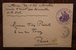 1916 Cachet Chef Escadrille V 84 Armée D'Orient Secteur Postal SP 501 FM Franchise Militaire Aviation Cover WW1 WK1 V84 - Guerra Del 1914-18