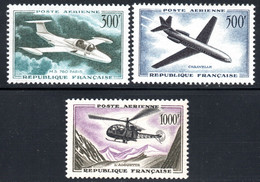 159.FRANCE.1957-1959 AIRPLAINES,HELICOPTER #35-37,MNH - Autres & Non Classés