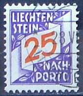 Liechtenstein 1928: ERSTE NACHPORTO-Marke Nr. 17 In Schweizer Währung - Mit Stempel RUGGELL 28.VI.?? (Zu CHF 12.00) - Taxe