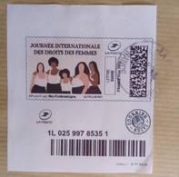 France MonTimbrenLigne Lettre Suivie Journée Internationale Des Droits Des Femmes Sur Fragment Avec Cachet De La Poste - Druckbare Briefmarken (Montimbrenligne)